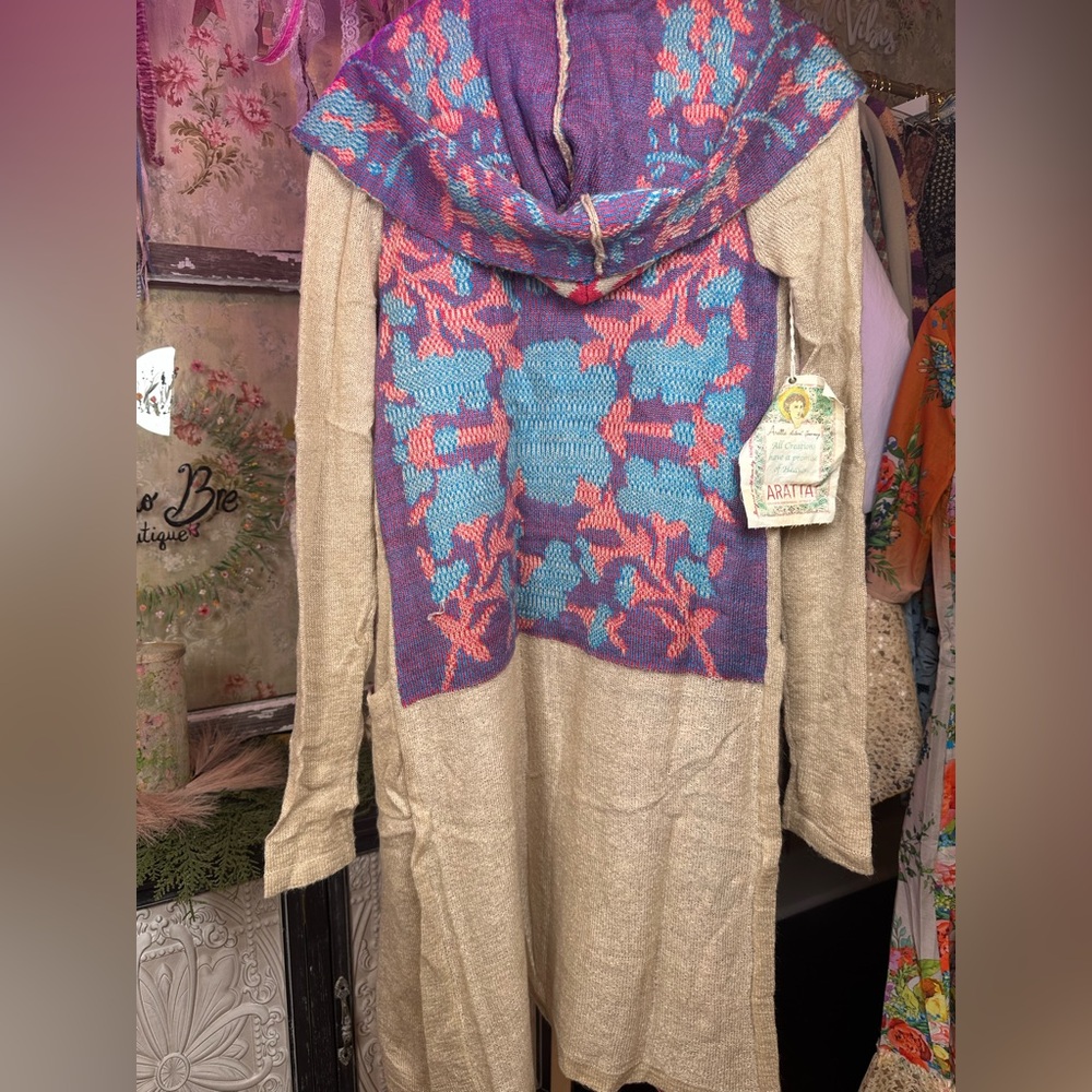 Aratta Beige and Multicolor Patterned Cardigan wi… - image 2
